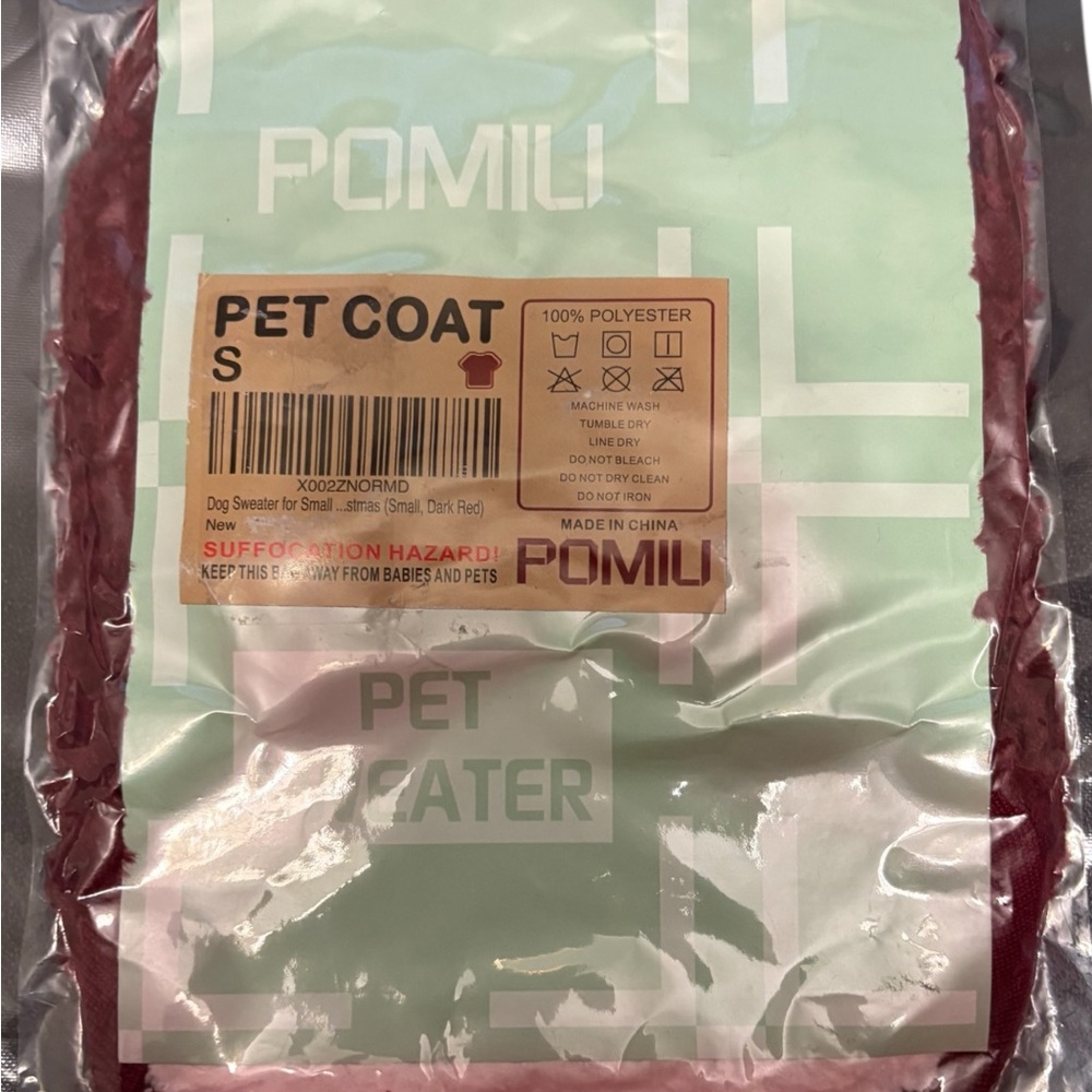 Pomiu Dog Sweater Coat Size Small